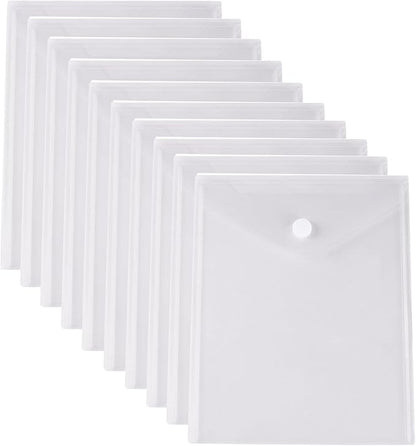 8.5 x 11 Vertical Clear Letter Sized Plastic Envelopes Document File Storage Holder 10 Pack Hook Loop Closure