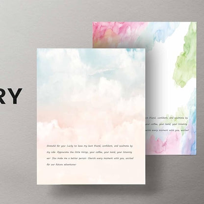 DUGUTUL Watercolor Stationary Paper, 100 gsm Printer Paper 8.5 x 11, 12 designs, Double-Sided, Colored Paper for Writing Letters and Invitations, Writing Paper for Business or Personal Use (48)