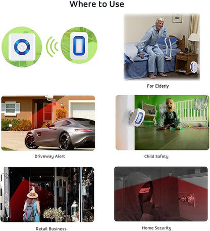 Caregiver Pager Wireless Motion Sensor Alert Room Bed Alarm and Fall Prevention for Elderly Dementia Patients (2 Receiver+3 Monitor Motion)