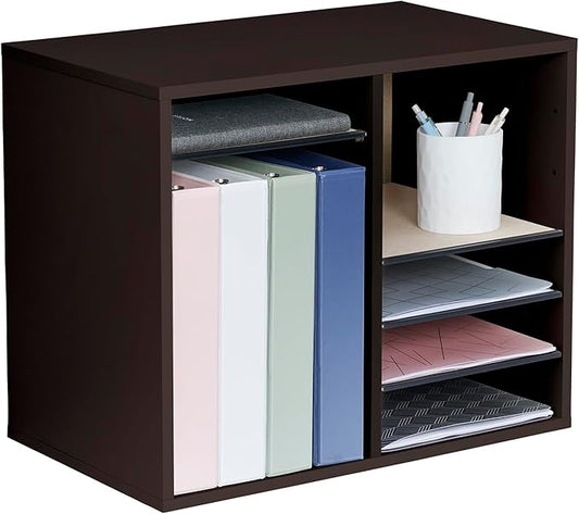 Safco Wooden Paper and Mail Organizer for Home Office and Classroom, Adjustable Shelves and Stackable