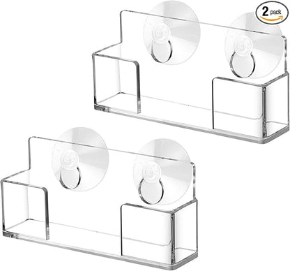 Window Mount Business Card Holder with Suction Cups Acrylic Single Pocket Organizer Clear Card Holder Acrylic Display Storage for Home Office(Simple)