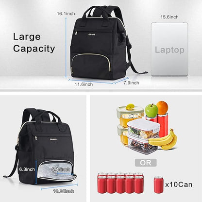 OIWAS Lunch Backpack for Women, 15.6 inch Laptop Backpack Insulated with USB Port for Men Travel Work Travel Picnics Hiking