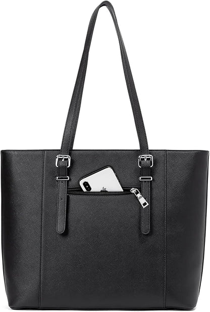 Telena Laptop Tote Bag for Women, 15.6 Inch Shoulder Tote Bag Leather Briefcase for Women, Large Capacity Handbag Bags