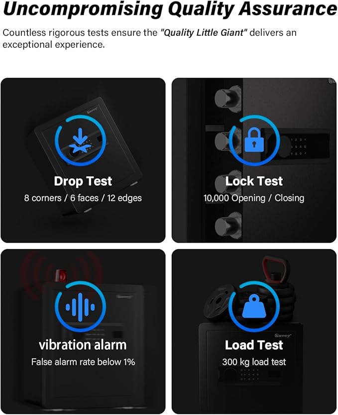 Kavey 1.6 Cub Home Money Safe with Digital Touch Screen Keypad and Sensitive Alarm System, Removable Shelf and LED Light for Money Jewelrys Documents Valuables, Small