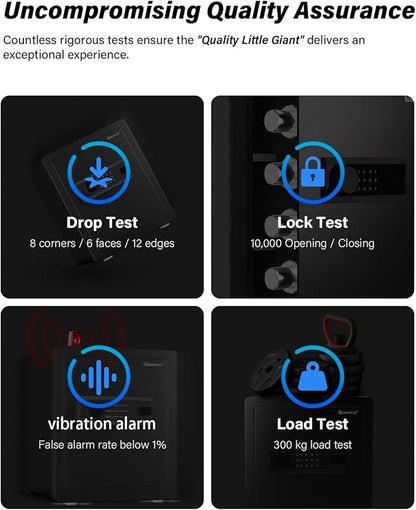 Kavey 1.6 Cub Home Money Safe with Digital Touch Screen Keypad and Sensitive Alarm System, Removable Shelf and LED Light for Money Jewelrys Documents Valuables, Small