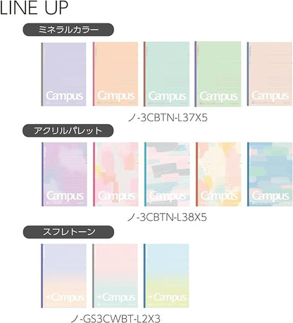 KOKUYO Composition Notebooks, 3 Pack Campus Smart B5 Comp Book with Dotted B 6mm Rule, 30 Sheets, School Lined Notebook in Souffle Tone, Journal Notebook for Women Note Taking. (NO-GS3CWBT-L2X3)