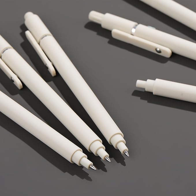 RIANCY Aesthetic Pens Beige Pens 5Pcs 0.5mm Quick Dry Black Ink Gel Pens Fine Point Smooth Writing Cute Pen Japanese Stationary Home Work Essentials Nurse School Gifts office supplies