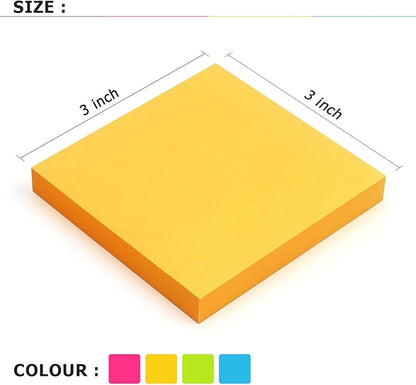 Sticky Notes 3x3 Self-Stick Notes Bright Colors Sticky Notes 4 Pads 100 Sheets/Pad (Bright)