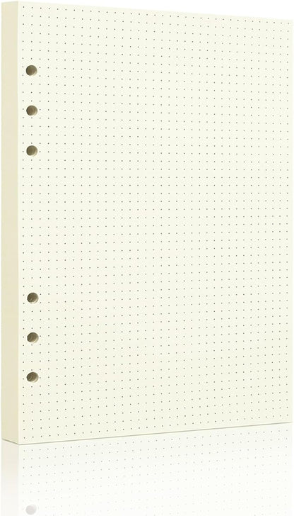 A5 Dot Grid Paper, 100GSM A5 Dotted Refill Paper for 6 Ring Refillable Binder/Planner/Diary Journals/Painting -Dotted Pages,80 Sheets/160 Pages (Beige-Dot Grid-A5)