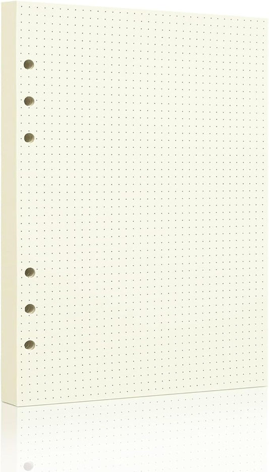 A5 Dot Grid Paper, 100GSM A5 Dotted Refill Paper for 6 Ring Refillable Binder/Planner/Diary Journals/Painting -Dotted Pages,80 Sheets/160 Pages (Beige-Dot Grid-A5)