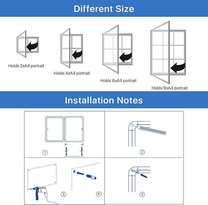 SWANCROWN Fabric Bulletin Board Enclosed Wall-Mounted Display Case for Office Classroom Home,26x20inch(4xA4)