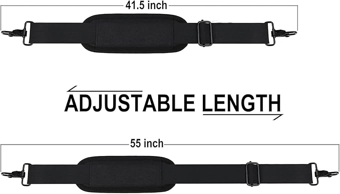 56 inch Shoulder Strap, Universal Adjustable Thick Soft Duffel Bag Shoulder Strap Replacement Comfortable Belt with Metal Swivel Hooks for Laptop Messenger Bag, Briefcase, Shoulder Bag, Black