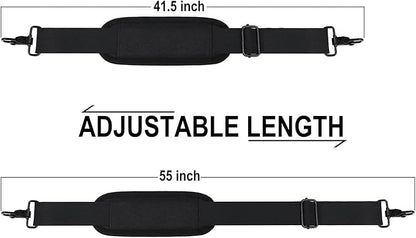 56 inch Shoulder Strap, Universal Adjustable Thick Soft Duffel Bag Shoulder Strap Replacement Comfortable Belt with Metal Swivel Hooks for Laptop Messenger Bag, Briefcase, Shoulder Bag, Black