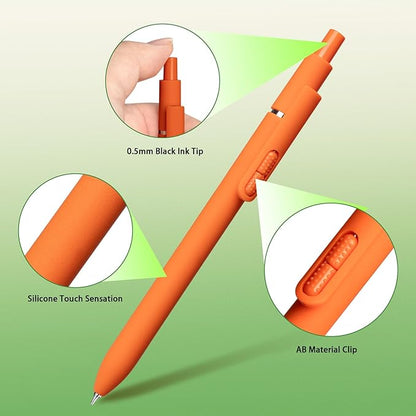 Gel Pens, 8 Pcs Quick Dry Black Ink Pen Fine Point 0.5mm Smooth Writing Pen, Large Capacity Long Lasting Ink Retractable Pens Gift Set for Journaling Note Taking, School Office, Home Supplies