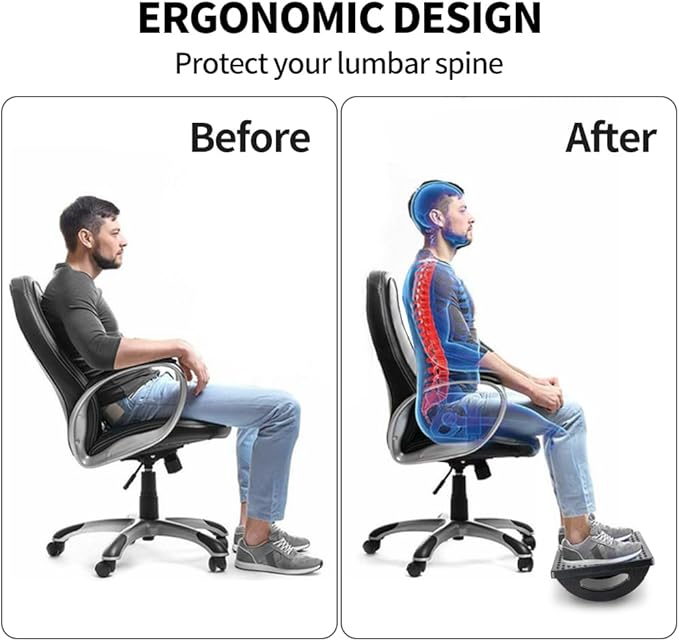 Foot Rest for Under Desk at Work - Ergonomic Foot Stools for Under Office Desk - Rocking Footrest with Roller Massager - Leg Rest for Chair, Computer Gaming - Promote Leg Circulation