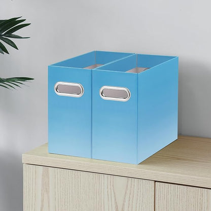 Oterri File Organizer, Small Storage Box, Cardboard File Folder Organizer, Collapsible File Box, Hanging File Organizer for Letter Size, Portable File Box, Only Box (Gradient Light blue,4 Packs)