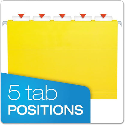 Pendaflex 81606EE Recycled Hanging Folders, Letter Size, Yellow, 1/5 Cut, 25/BX (81606)