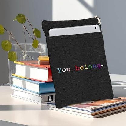 Book Themed Gifts Waterproof Book Sleeve Book Pouch LGBT Equality Rights Reading Gifts for Women Sister Book Covers for Paperbacks Book Accessories Book Protector with Zipper and Front Pocket