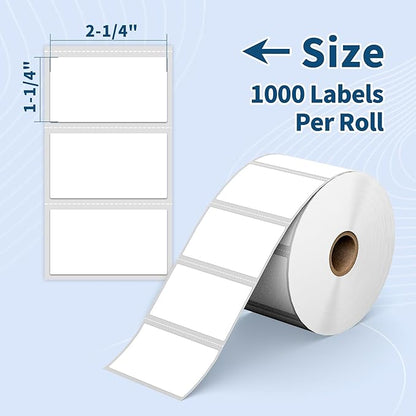 12 Rolls 2.25" x 1.25" Direct Thermal Labels, 12000 Labels 2-1/4x1-1/4 Barcode & Multipurpose Label,Self-Adhesive Address Shipping Stickers Compatible with Zebra, Rollo, Munbyn Thermal Labels Printers