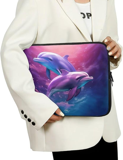 Dolphin Laptop Protective Sleeve for Women Men 10 inch Laptop Covers with Large Capacity Lap Top Case Lightweight Computer Sleeve Bag Suitable Gifts for Holidays Tablet Bag Purple