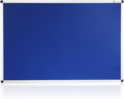 VIZ-PRO Notice Board Felt Blue, 48 X 36 Inches, Silver Aluminium Frame