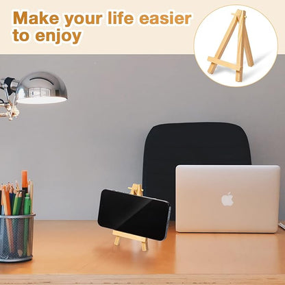 100 Pieces Mini Wood Easel Stands Small Wooden Canvas Easels Display Art Craft Tripod Painting Tabletop Holder for Artist Crafts, Business Cards, Photos, Gift(5 Inch)