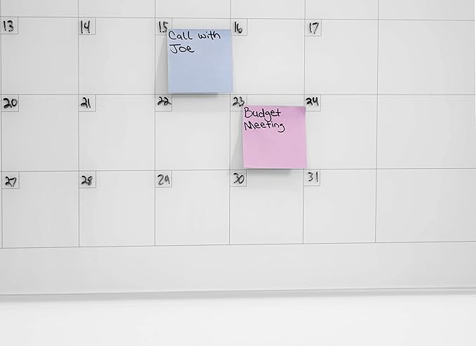 Audio-Visual Direct Magnetic Glass Dry Erase Board Set (3' x 2', Calendar Ultra White) for Wall - Monthly Planner