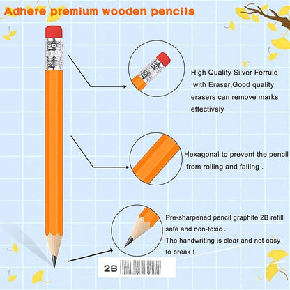 Adhere 25pcs Golf Pencils with Eraser Pre sharpened Hexagon half Wooden Pencils Graphite 2B for Golf Event Scoring,Classroom,Wedding,Company Meetings,Pew, Pocket (Orange)