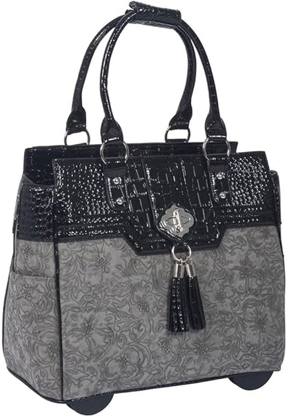 JKM and Company Alligator Compatible With Computer iPad, Laptop Tablet Rolling Tote Bag Briefcase Carryall Bag