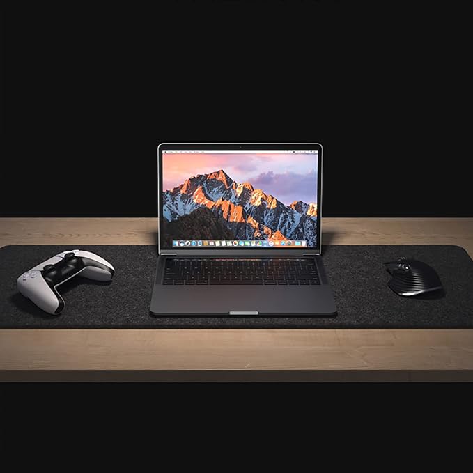 Felt Desk Mat | Computer Mat for Desk(36x12Inches) | Large Felt Mouse Pad and Keyboard Mat | Desk Protector for Office | Dark Gray
