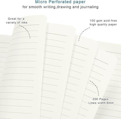 Small Notebook, Mini Pocket Journal A6 5.7" x 3.9", Leather Hardcover Journal with Pen Holder, 160 Thick Papers, Cute Lined Notebook Small Notepad for Women Writing Work Travel, Cute Kitten