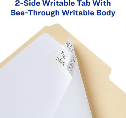 Avery Ultra Tabs, File Tabs, 3" x 1.5", 2-Side Writable, White, 24 Tabs Per Pack, 2-Pack, 48 Self Adhesive Tabs Total (34777)