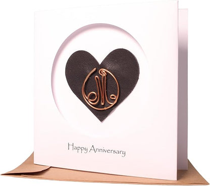 Personalized Initial Copper Card, Copper Initial, Anniversary Card for Her, Couple, Gift for Her (M)