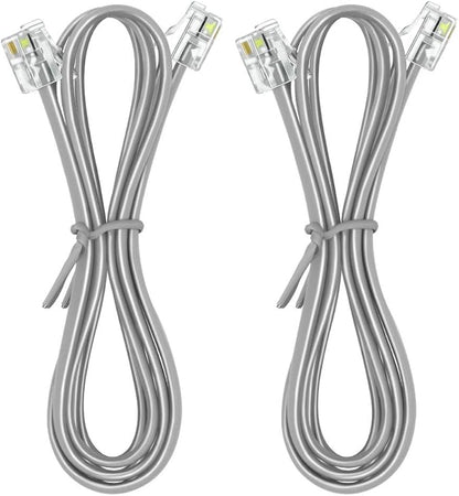 NECABLES 2Pack Phone Cord 6ft Telephone Cord Phone Cable RJ11 6P4C Male to Male for Landline Phone and Fax - 6 Feet