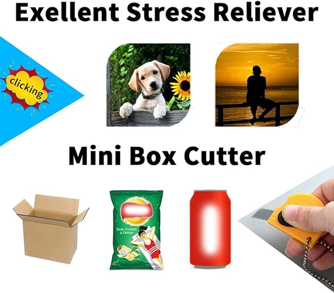 18 PCS Retractable Pocket Sized Utility Knives Box Cutter Letter Opener Handed Mini Cutter Keychain Knife Finger Friendly & Safe Package Opener(Yellow)