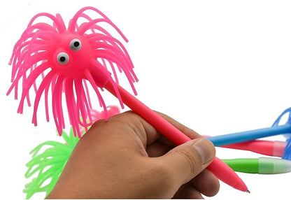 6 PCS Cute Sea Urchin Shaped Pens Soft Rubber Funny Monster Ballpoint Pens For School Christmas Office Party