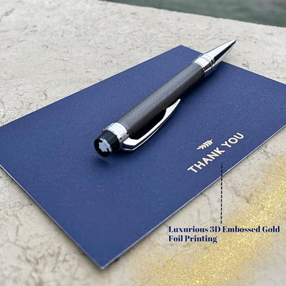 RUN2PRINT Navy Blue Thank You Cards With Envelopes & Stickers - 36 Pack