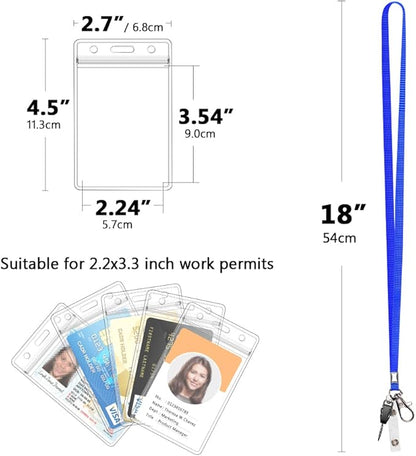 3 Pack Neck Lanyard with ID Badge Holder, Office Strap Lanyards, Stainless Metal Swivel Hook for Name Tag, Badge Holders, Keychains, Card, Blue