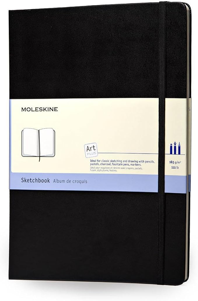 Moleskine Art Sketchbook, Hard Cover, A4 (8.25" x 11.75") Plain/Blank, Black, 96 Pages