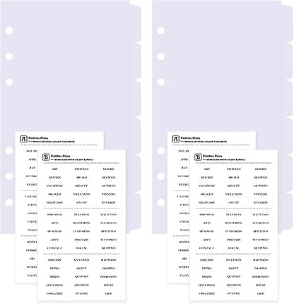 DY.2ten White Binder Dividers for 6-Holes Ring Binder, 1/6 Cut Tabs, A6 Size, Sturdy Plastic Dividers with 6 Tabs for School Office Home, 2 Sets, 12 Dividers, 2 Tab Stickers.