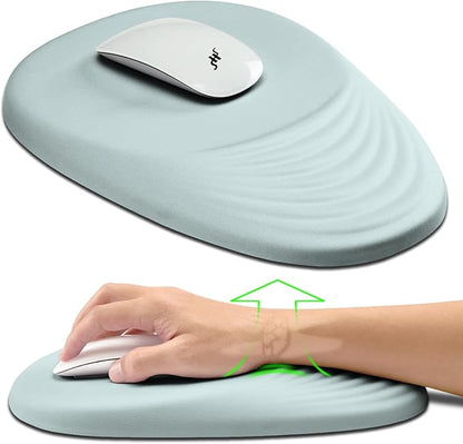 Hokafenle Ergonomic Mouse Pad Wrist Support, Terraced Slope Carpal Tunnel Wrist Pad for Mouse with Unibody Memory Foam, Wrist Rest Pain Relief Mousepad (Light Cyan, 11.8x7.9 in)