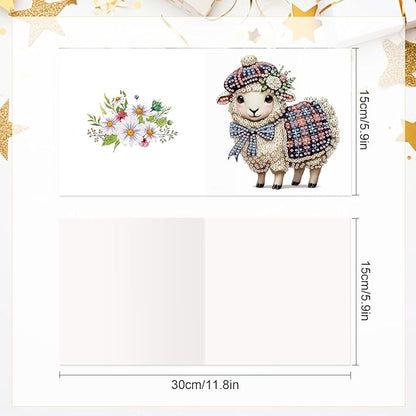 6pcs Diamond Art Painting Kit Greeting Card, Hat Goat 5D DIY Diamond Handmade Holiday Glitter Greeting Card with Envelope, Holiday Gift Congratulation