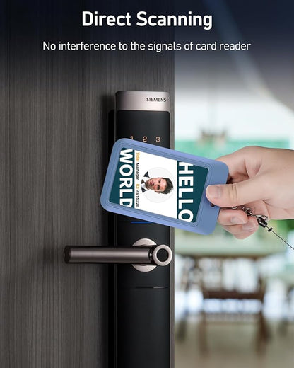 Uniclife 3 Pack Sliding ID Badge Holder Vertical Hard Plastic Case with Clear Window Light-Blue Card Protector Pouch for Office School ID Credit Cards Proximity Key Cards Driver’s Licenses and Passes