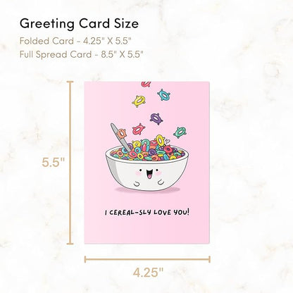 ALY LOU Birthday Card Anniversary Mother's Day Father's Day/Mom Dad/Her Him/Husband Boyfriend/Girlfriend Wife/Greeting Card (I Cereal-sly Love You)