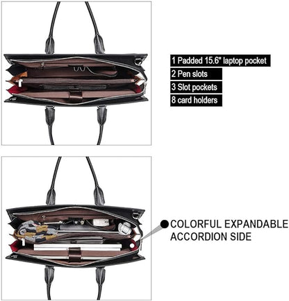 CLUCI Briefcase for Women Vegan Leather 15.6 Inch Laptop Bag Large Pocket Business Ladies Shoulder Bag