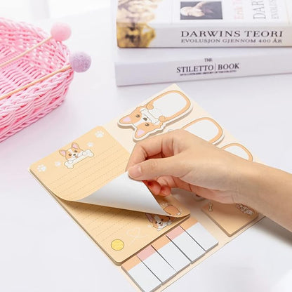 I Just Really Like Corgis Sticky Notes Set, 550 Sheets, Cute Cartoon Corgis Butt Self-Stick Notes Pads Animal Divider Tabs Bundle Writing Memo Pads Back to School Office Supplies Small Gift