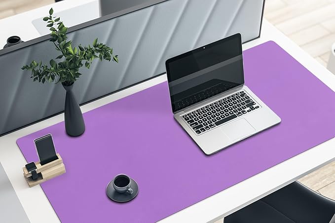 Boutilon Leather Desk Pad 47"x 24" Non-Slip Mouse Pad,Business Desk Pad,Extended Table Protector for Keyboard and Mouse,Desk Writing Pad for Office Home Working Decor (XXXL-Purple)