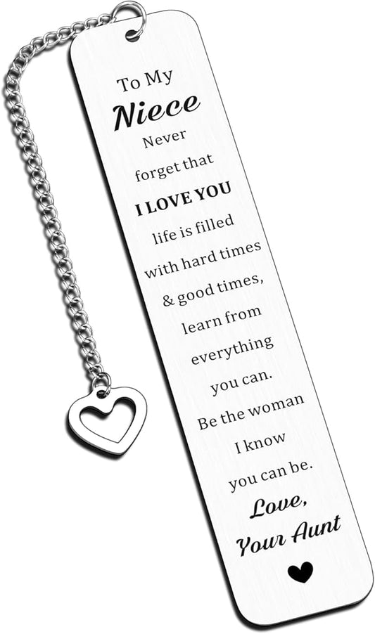 Niece Gifts from Auntie, Christmas Stocking Stuffers Gifts for Niece, Niece Gifts from Aunt, To My Niece Bookmark from Aunt, Birthday Gifts for Niece, Christmas Party Gifts for Niece, Aunt Niece Gifts