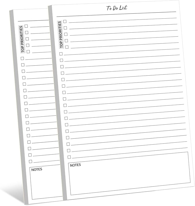 TO DO List Notepad, Note Pads 2 Pack, 8.3” X 5.7”52 Sheets TO DO List Notebook, Do List Notepad with checklist, Top priority, Note, Regular To Do Section for Planner & Organizer, Notepads for Work