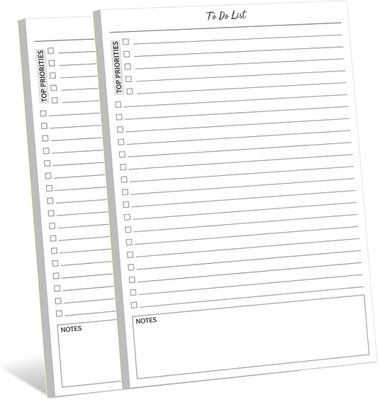 TO DO List Notepad, Note Pads 2 Pack, 8.3” X 5.7”52 Sheets TO DO List Notebook, Do List Notepad with checklist, Top priority, Note, Regular To Do Section for Planner & Organizer, Notepads for Work